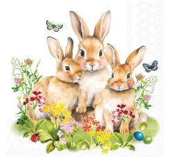 Ambiente Ostern|Serviettentechnik>Serviette "Bunny Family"