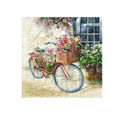 HOME FASHION Sommer|Serviettentechnik>Serviette "Cottage Bike"