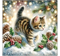 Ambiente Winter|Serviettentechnik>Serviette "Cute Cat In The Snow"