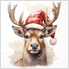 Ambiente Weihnachten|Serviettentechnik>Serviette "Deer With Santa Hat"