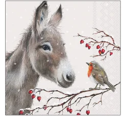 Ambiente Winter|Serviettentechnik>Serviette "Donkey And Robin"