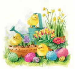 Ambiente Ostern|Serviettentechnik>Serviette "Drei Küken"