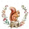 Ambiente Alltäglich|Winter>Serviette "Eichhörnchen und Herbstkranz"
