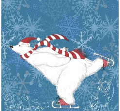 Paper+Design Winter|Serviettentechnik>Serviette "Eisbär auf Schlittschuhen"