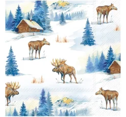 IHR Winter|Serviettentechnik>Serviette "Elche im Winter"