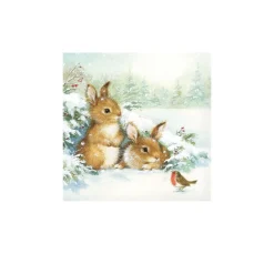 Ambiente Winter|Serviettentechnik>Serviette "Freunde im Schnee"