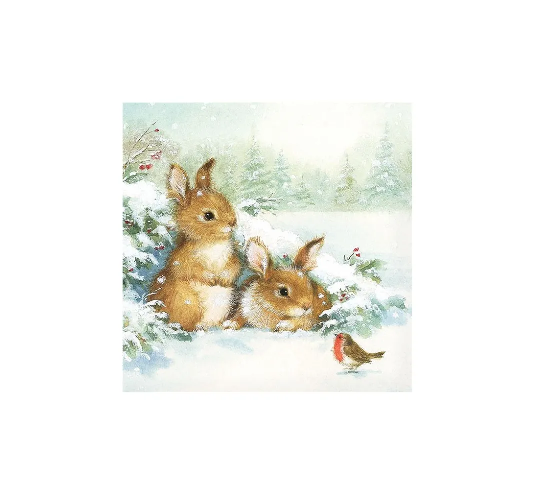 Ambiente Winter|Serviettentechnik>Serviette "Freunde im Schnee"