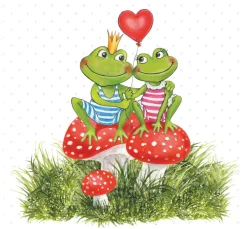 Ambiente Frühling|Serviettentechnik>Serviette "Frogs In Love"