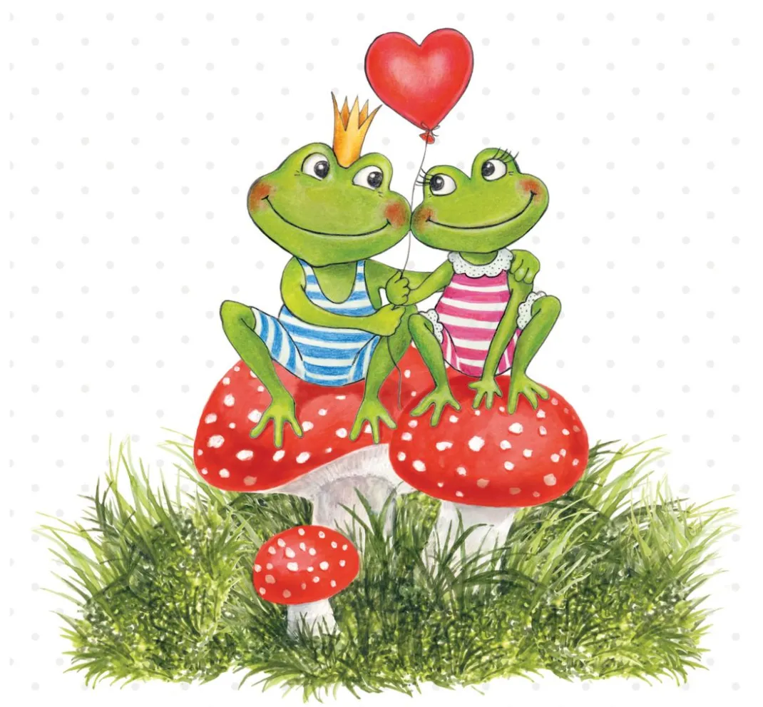 Ambiente Frühling|Serviettentechnik>Serviette "Frogs In Love"
