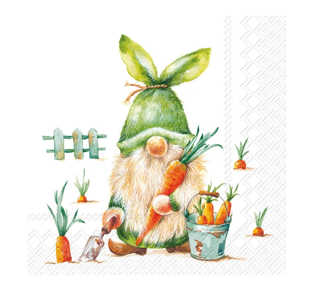 IHR Ostern|Frühling>Serviette "Gartenwichtel Pascal"