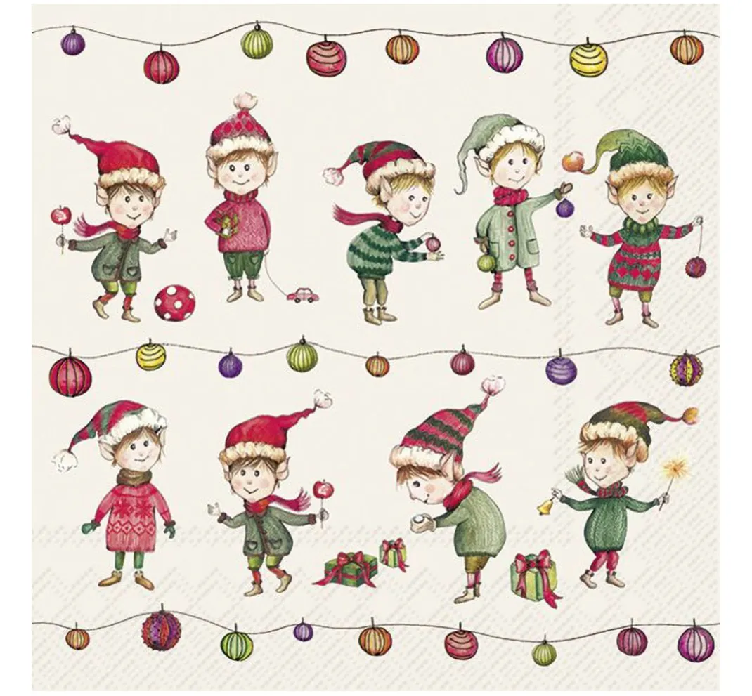 IHR Weihnachten|Serviettentechnik>Serviette "Gnome Fun"