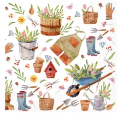 Ambiente Sommer|Serviettentechnik>Serviette "Happy Gardening"