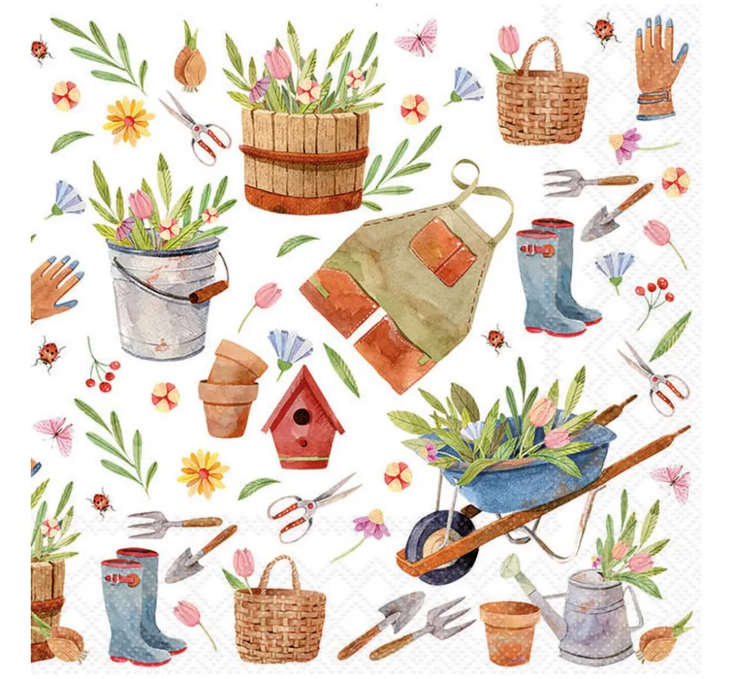 Ambiente Sommer|Serviettentechnik>Serviette "Happy Gardening"