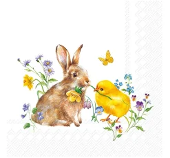 IHR Ostern|Frühling>Serviette "Hase & Küken"
