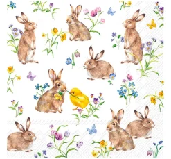 IHR Ostern|Frühling>Serviette "Häschen und Küken"