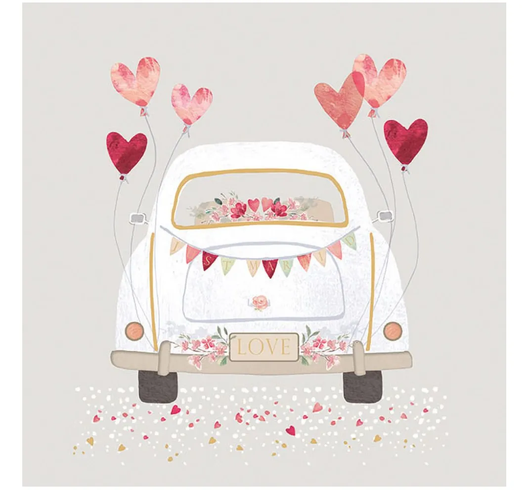 Ambiente Anlässe|Serviettentechnik>Serviette "Just Married Car"