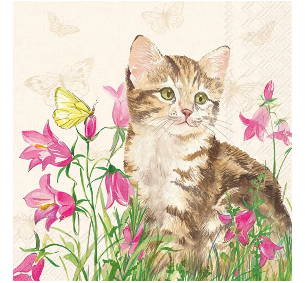 IHR Frühling|Serviettentechnik>Serviette "Katze Minka"