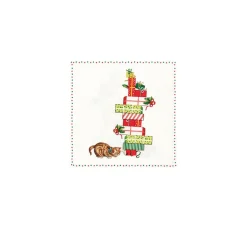 HOME FASHION Weihnachten|Serviettentechnik>Serviette "Katze und Geschenke"