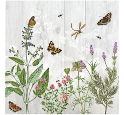Ambiente Sommer|Serviettentechnik>Serviette "Kräutergarten für Insekten"