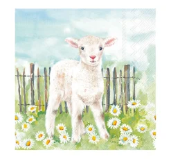 IHR Ostern|Serviettentechnik>Serviette "Lämmchen auf der Wiese"