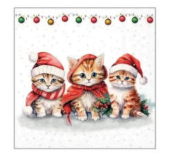 Ambiente Weihnachten|Serviettentechnik>Serviette "Lustige Weihnachtskätzchen"