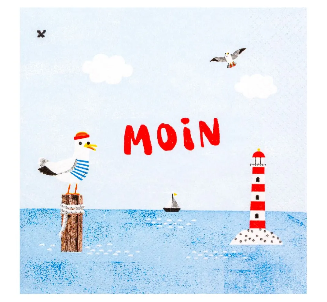 HOME FASHION Maritim|Serviettentechnik>Serviette "Moin Möwe"