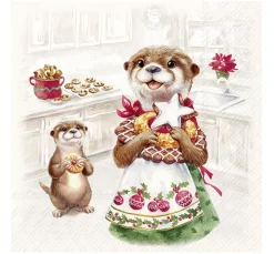 IHR Weihnachten|Serviettentechnik>Serviette "Otter Family Baked"