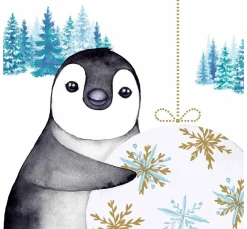 Paper+Design Weihnachten|Serviettentechnik>Serviette "Pinguin im Winter"