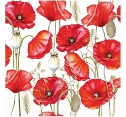 Ambiente Serviettentechnik|Frühling>Serviette "Poppy over White"