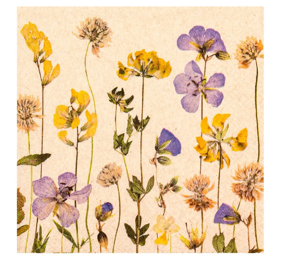 HOME FASHION Frühling|Serviettentechnik>Serviette "Pressed Flowers"