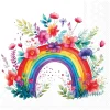 Ambiente Frühling|Serviettentechnik>Serviette "Rainbow with Flowers"