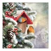 Ambiente Winter|Weihnachten>Serviette "Rotkehlchen Winterhaus"