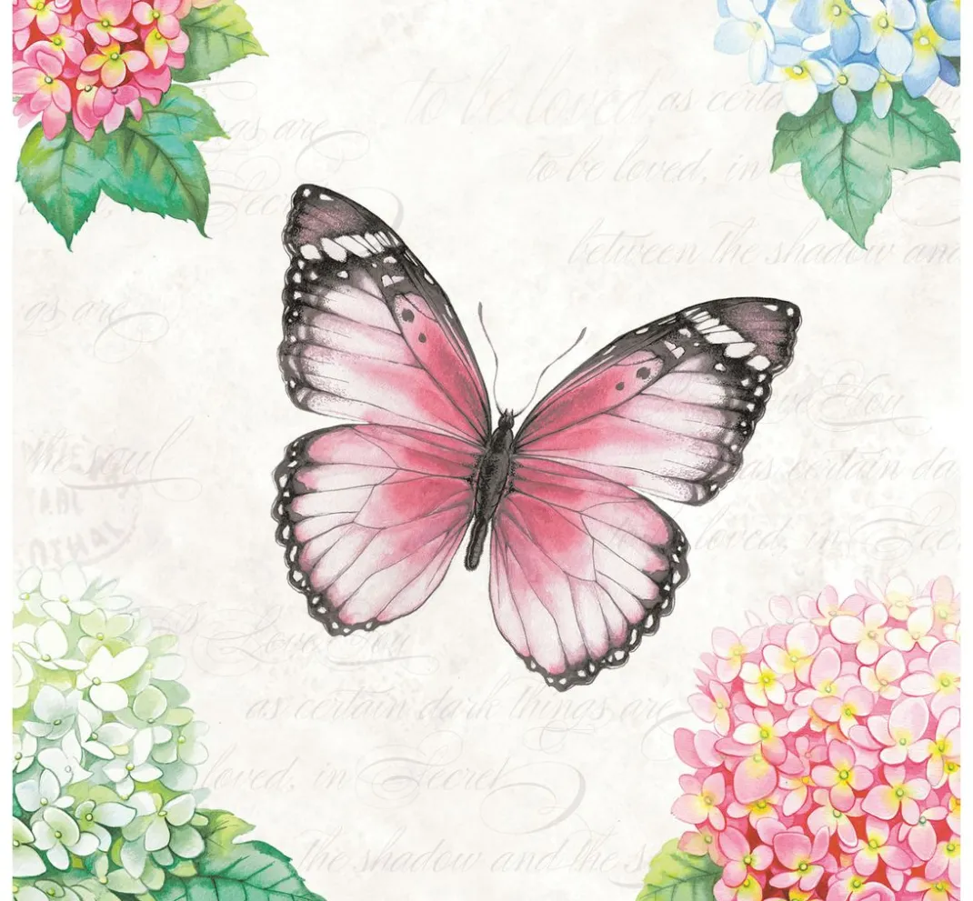 Ambiente Sommer|Frühling>Serviette "Schmetterling Rose"
