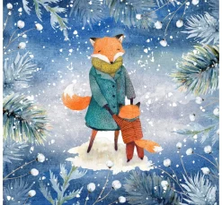 Paper+Design Winter|Serviettentechnik>Serviette "Tanzende Füchse im Wald"