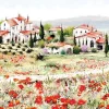 Ambiente Sommer|Serviettentechnik>Serviette "Toscana Landschaft"