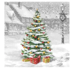 Ambiente Weihnachten|Serviettentechnik>Serviette "Verschneite Weihnacht"