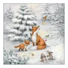 Ambiente Winter|Serviettentechnik>Serviette "Waldtiere im Winterwald"