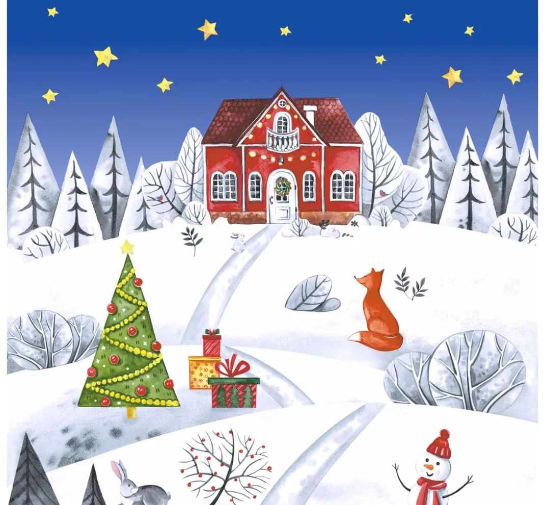 Paper+Design Serviettentechnik|Weihnachten>Serviette "Weihnachten im Dorf"
