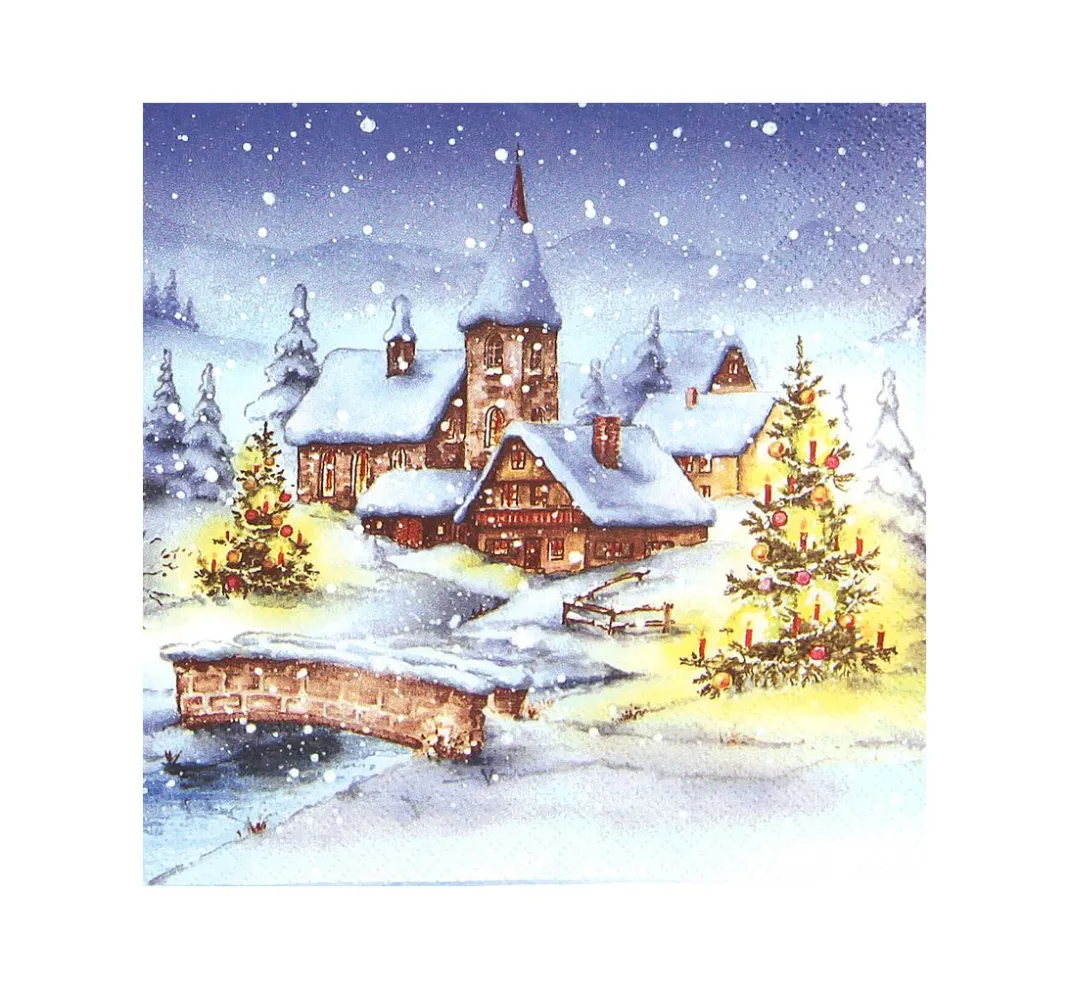 HOME FASHION Serviettentechnik>Serviette "Weihnachten im Schnee"