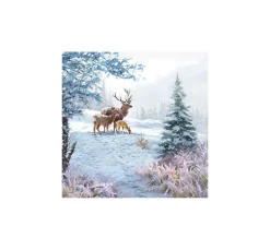 Ambiente Winter|Serviettentechnik>Serviette "Winterwaldszene"