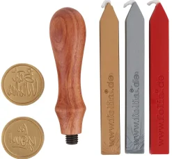 folia Siegelstempel &-Wachs|Wachsfarbe>Siegel-Set inkl. Handgriff