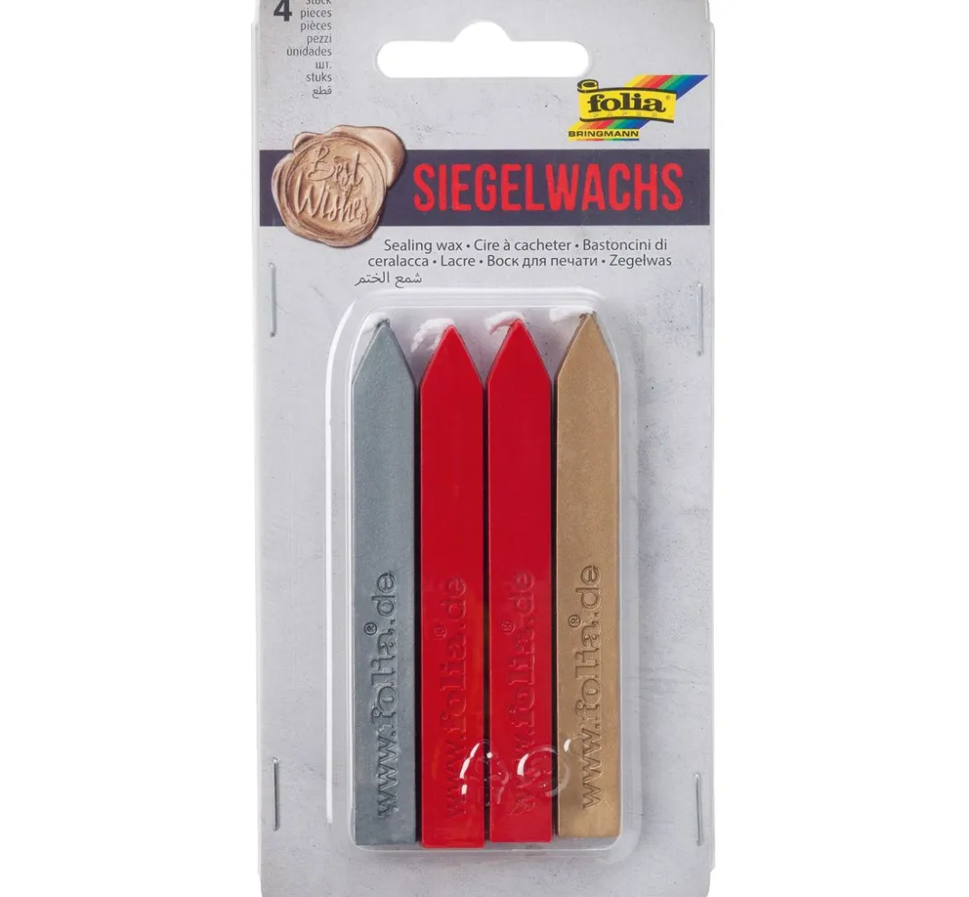 folia Siegelstempel &-Wachs|Wachsfarbe>Siegelwachs, 4 farbig