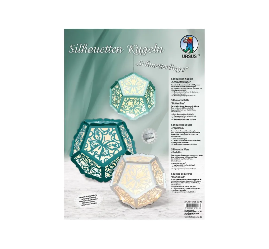 URSUS Papier-Bastelsets|Bastelsets>Silhouetten-Kugeln "Schmetterlinge"