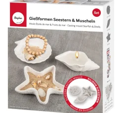 Rayher Gieß-Sets|Sets>Silikon Gießform "Seestern & Muscheln"