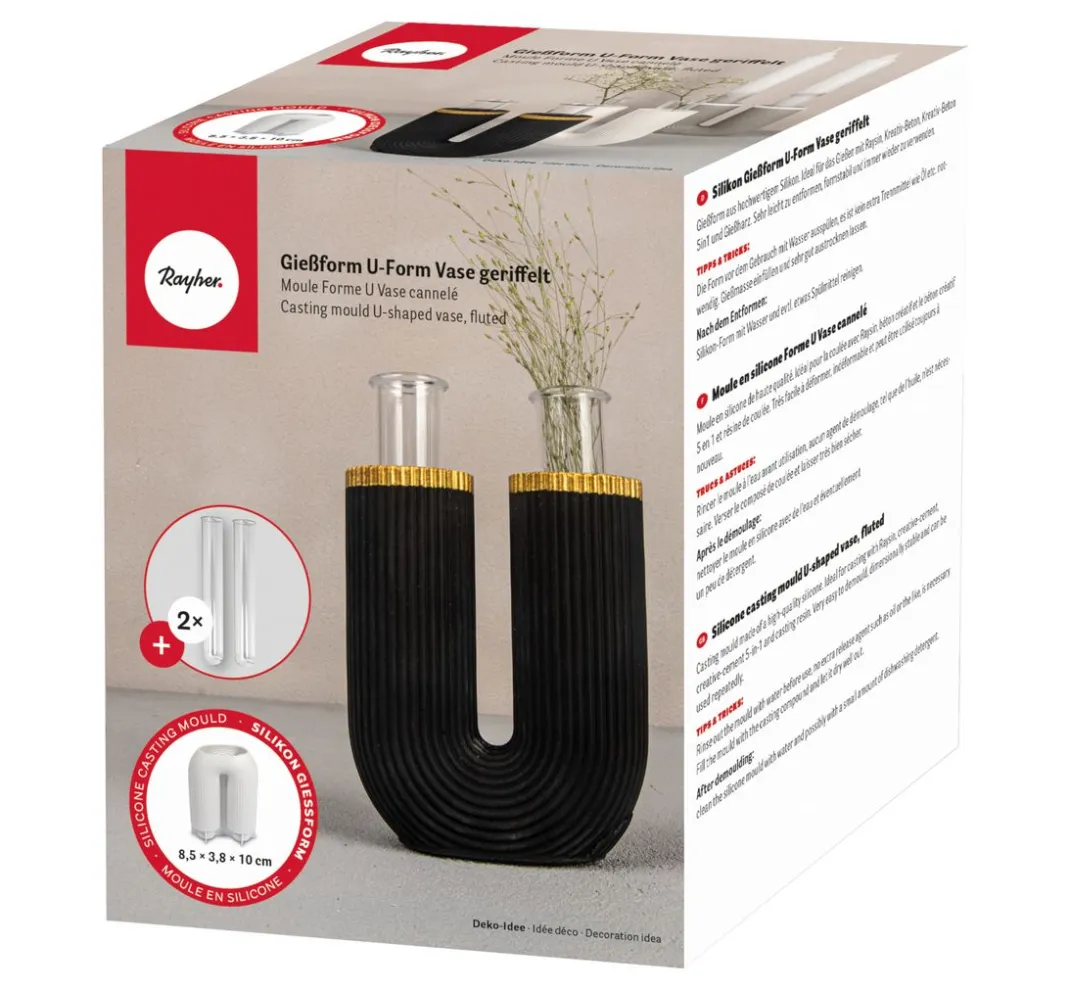 Rayher Gießformen>Silikon Gießform "U-Form Vase geriffelt"
