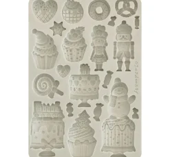 Stamperia Gießformen>Silikonform A5 "Candy Christmas - Cakes"