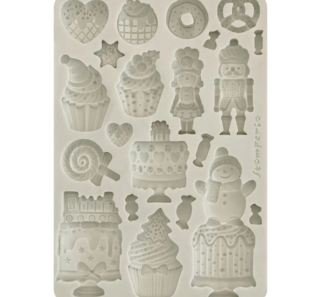 Stamperia Gießformen>Silikonform A5 "Candy Christmas - Cakes"