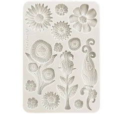 Stamperia Gießformen>Silikonform A5 "Furry Friends - Flowers"