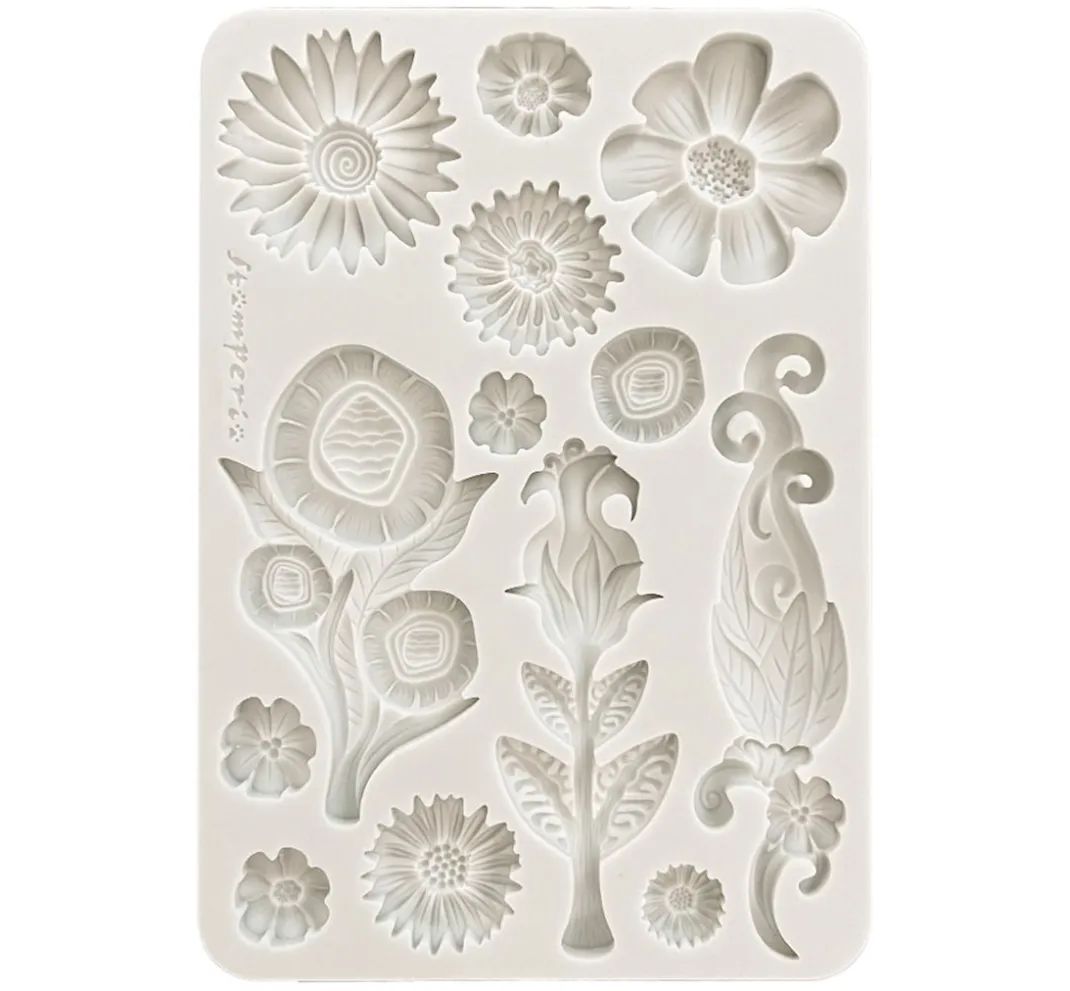Stamperia Gießformen>Silikonform A5 "Furry Friends - Flowers"