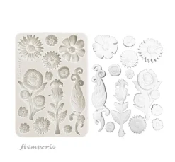 Stamperia Gießformen>Silikonform A5 "Furry Friends - Flowers"